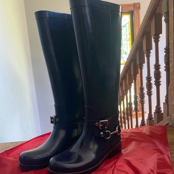 Coach Lori Blue Rainboots -- Size 5B